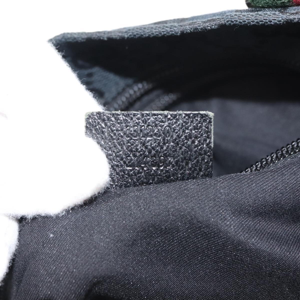 GUCCI GG Canvas Web Sherry Line Tote Bag Black Red 131230 Auth 152018