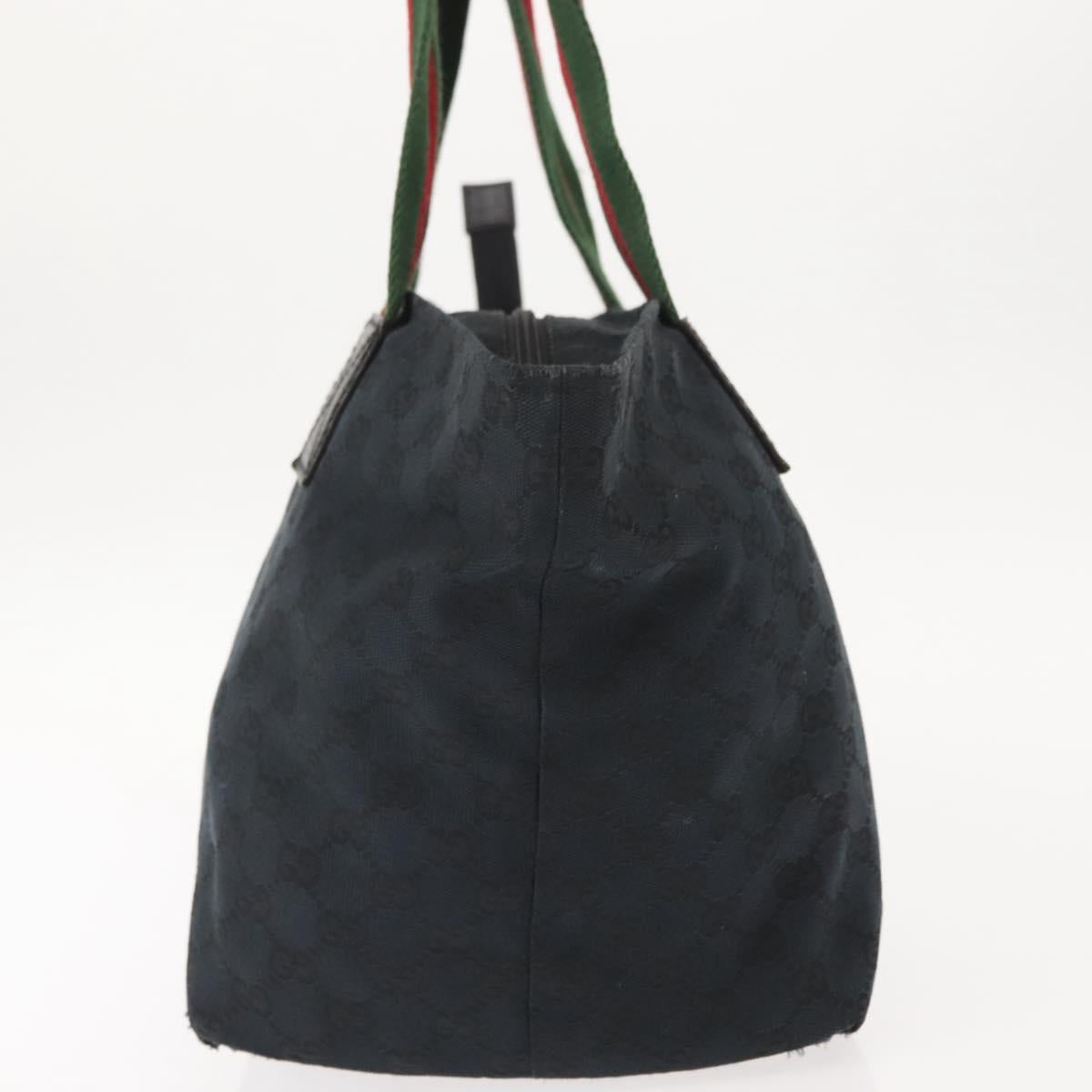 GUCCI GG Canvas Web Sherry Line Tote Bag Black Red 131230 Auth 152018