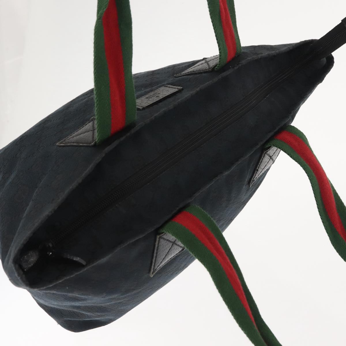 GUCCI GG Canvas Web Sherry Line Tote Bag Black Red 131230 Auth 152018