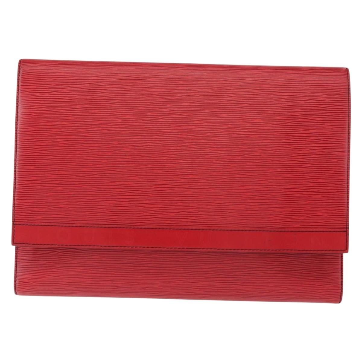 LOUIS VUITTON Epi Pochette Envelope Clutch Bag Red M52587 LV Auth 152020