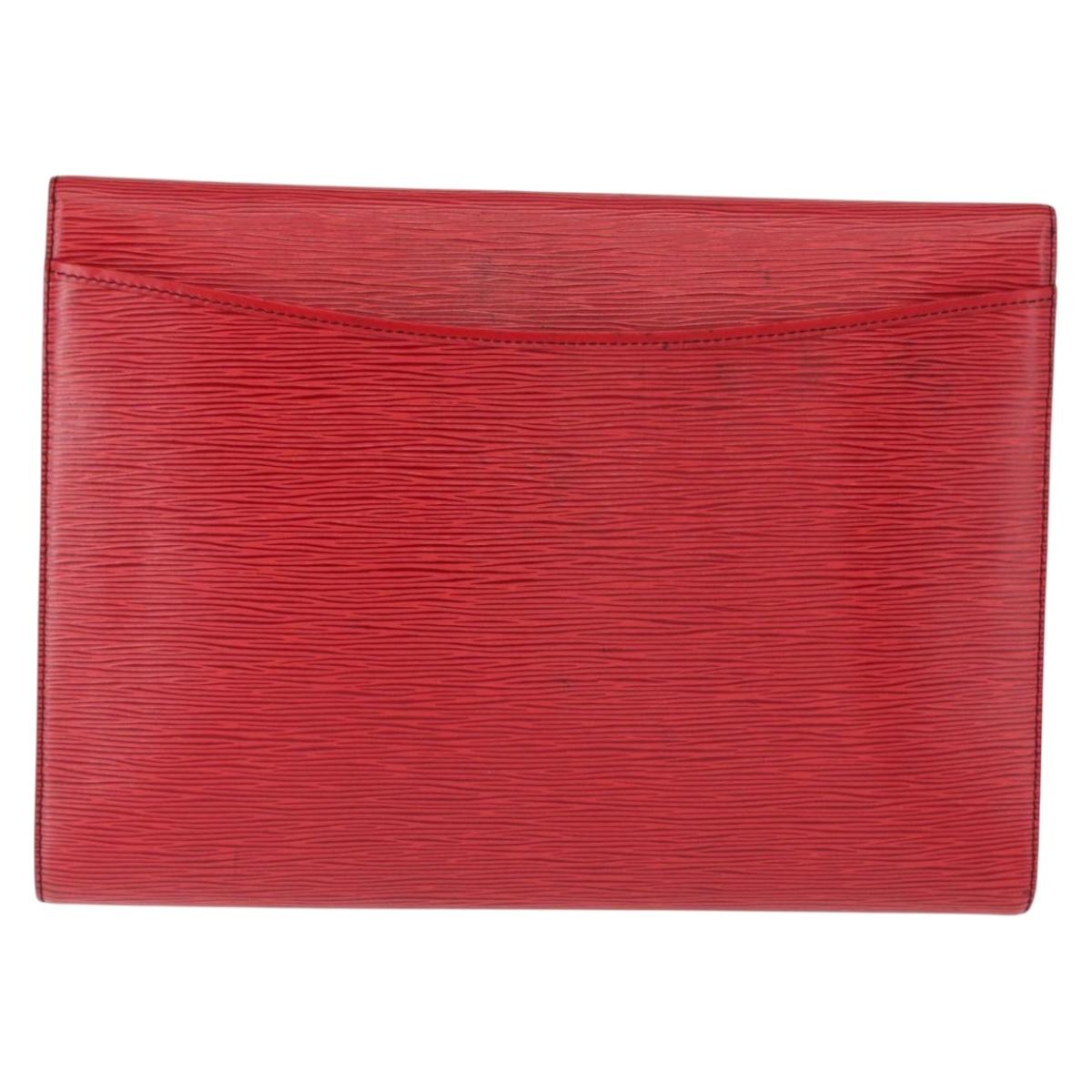 LOUIS VUITTON Epi Pochette Envelope Clutch Bag Red M52587 LV Auth 152020