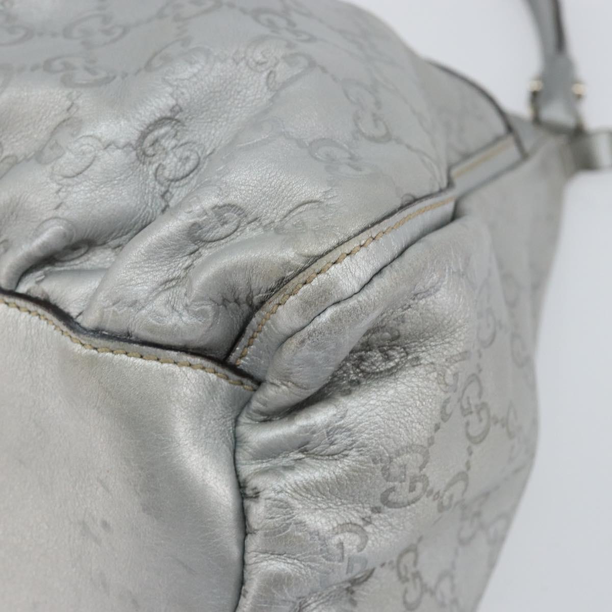 GUCCI GG Canvas Guccissima Abbey Shoulder Bag Leather Silver 189833 Auth 152021