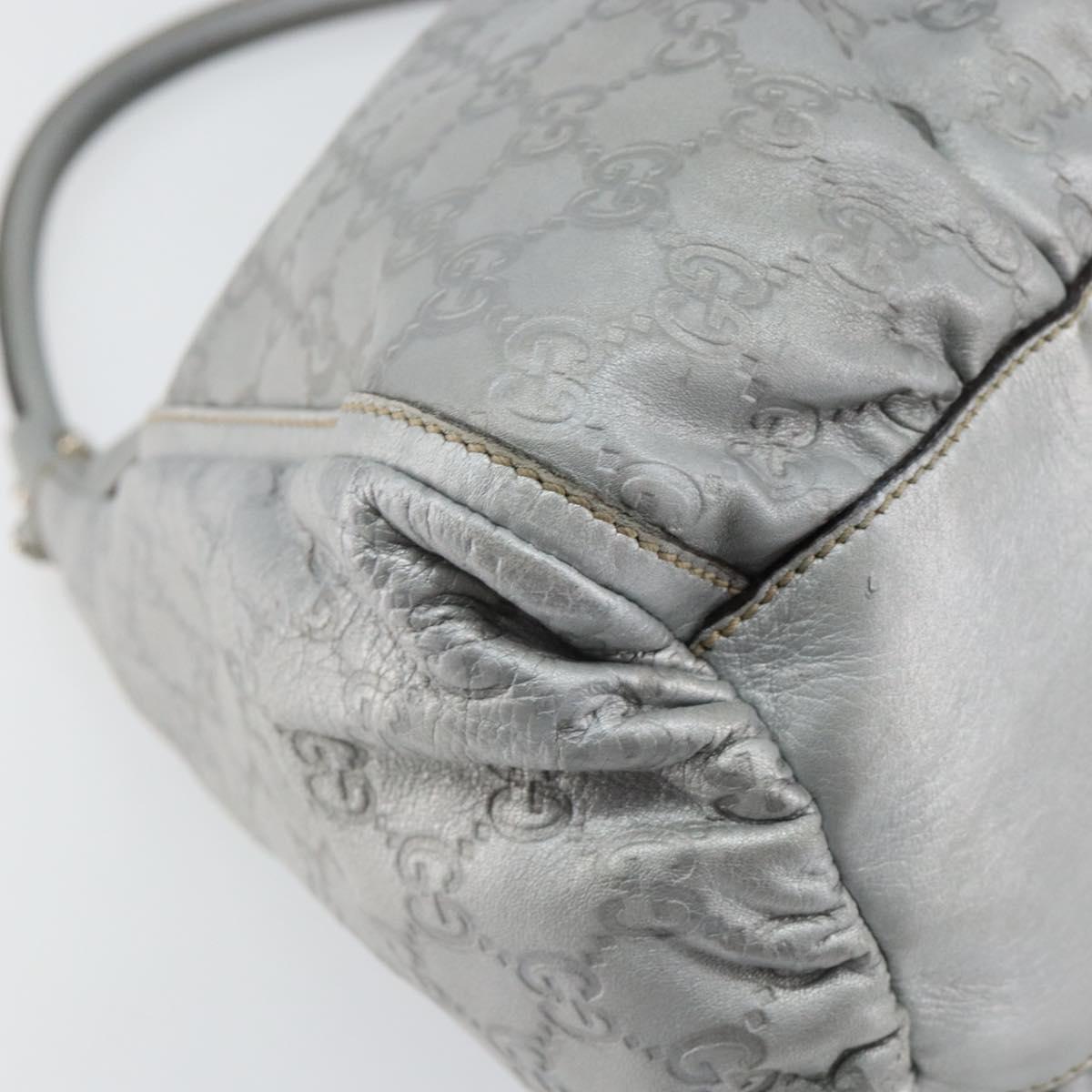 GUCCI GG Canvas Guccissima Abbey Shoulder Bag Leather Silver 189833 Auth 152021