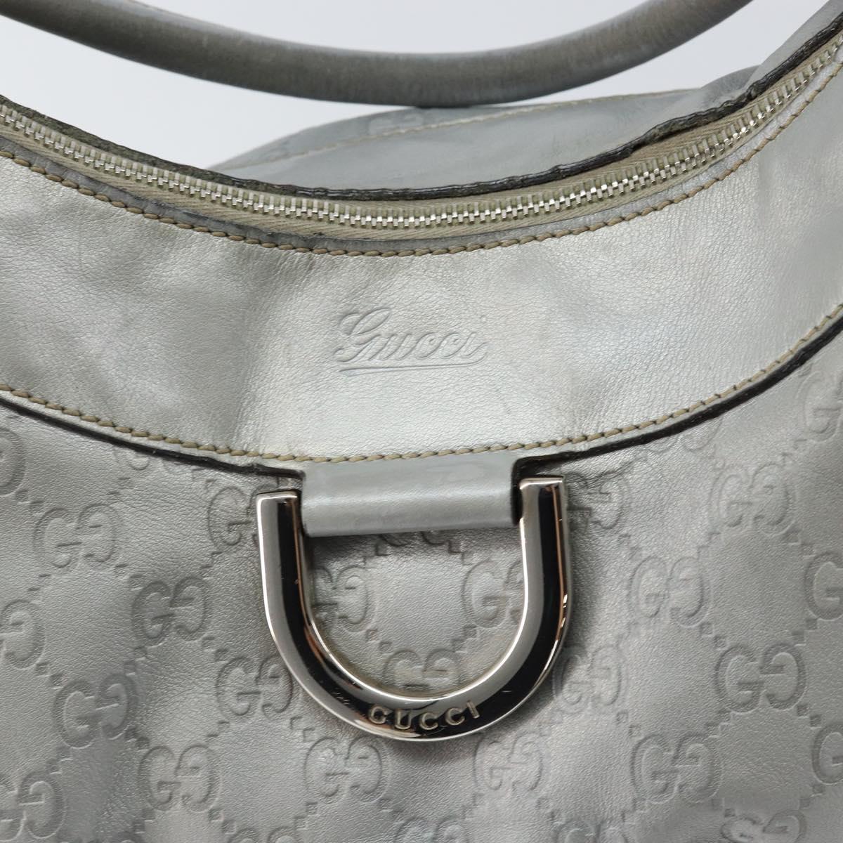 GUCCI GG Canvas Guccissima Abbey Shoulder Bag Leather Silver 189833 Auth 152021