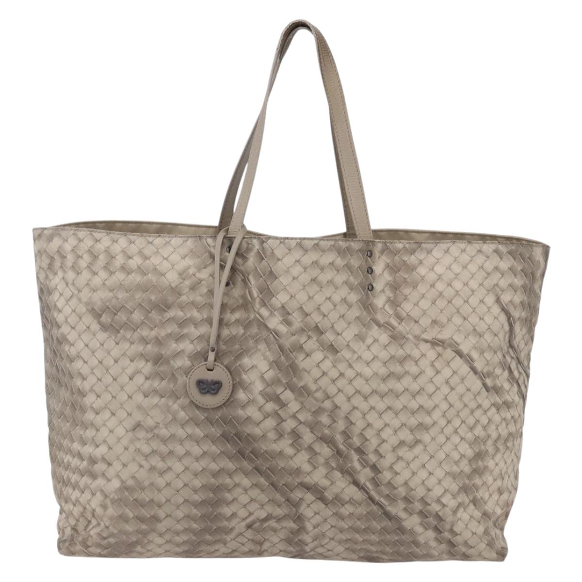 BOTTEGA VENETA Tote Bag Nylon Beige Auth 152022