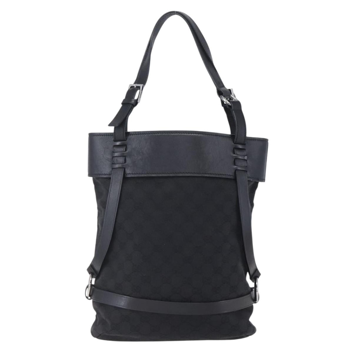 GUCCI GG Canvas Tote Bag Black Silver 106248 Auth 152026