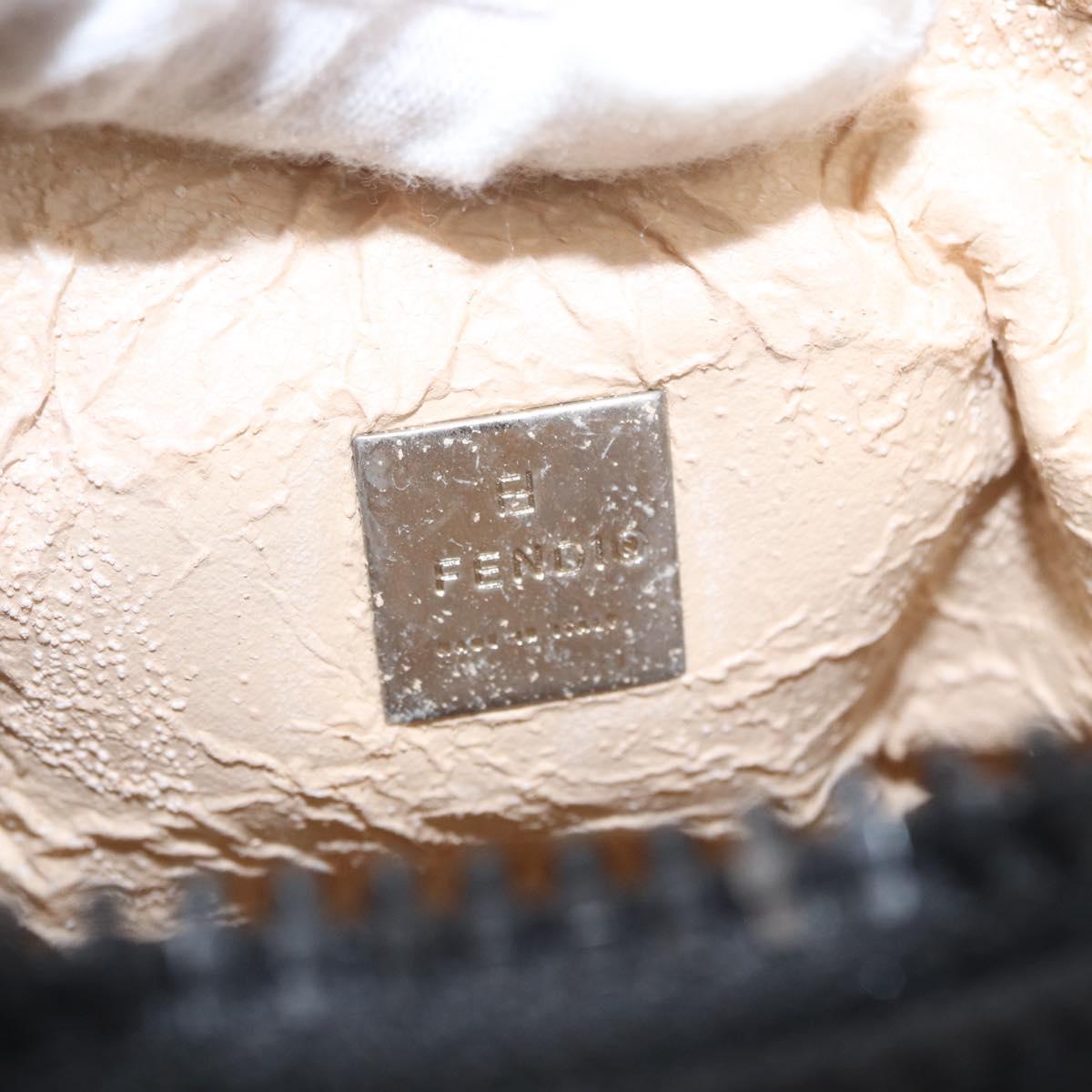 FENDI Zucca Canvas Pouch Black Silver Auth 152028