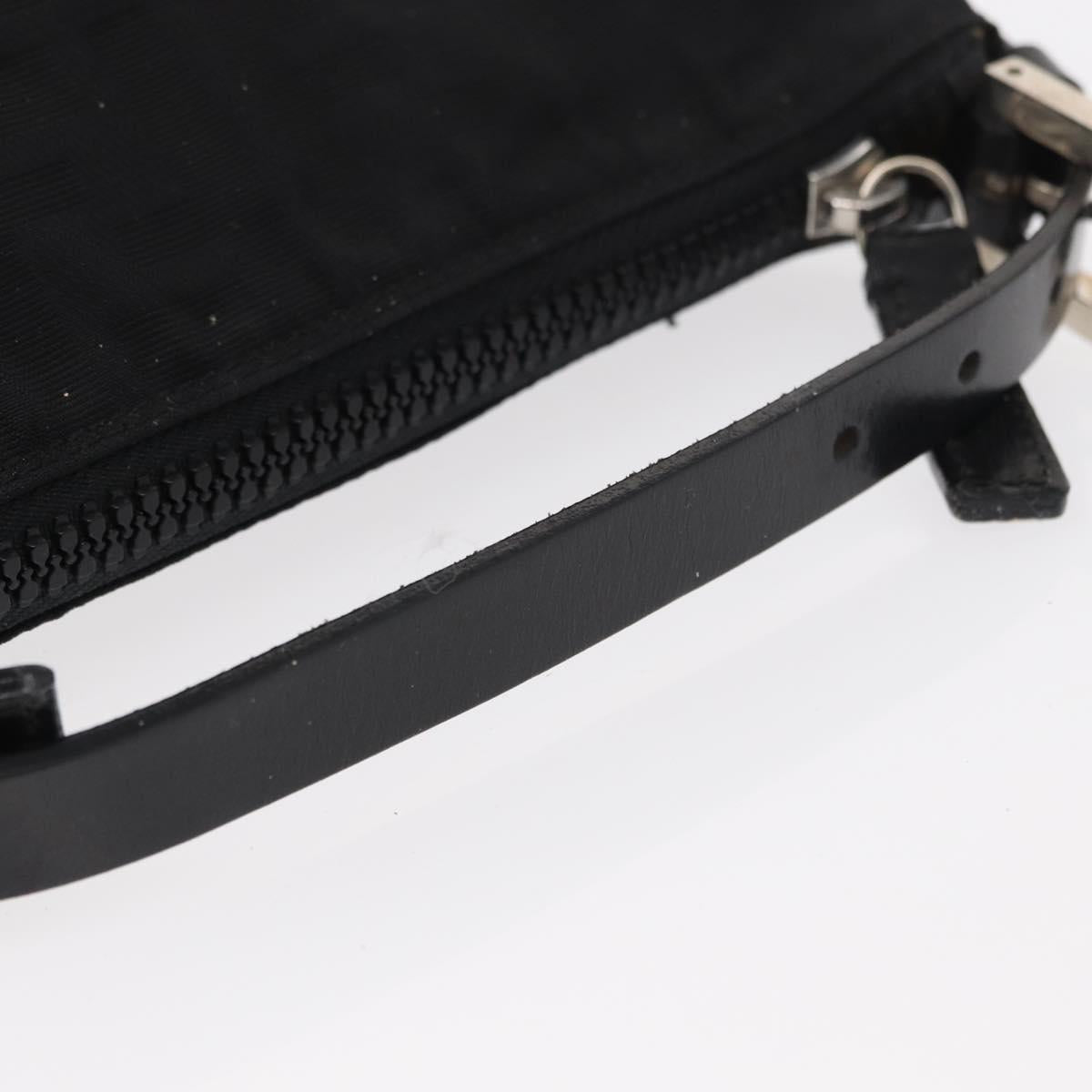 FENDI Zucca Canvas Pouch Black Silver Auth 152028