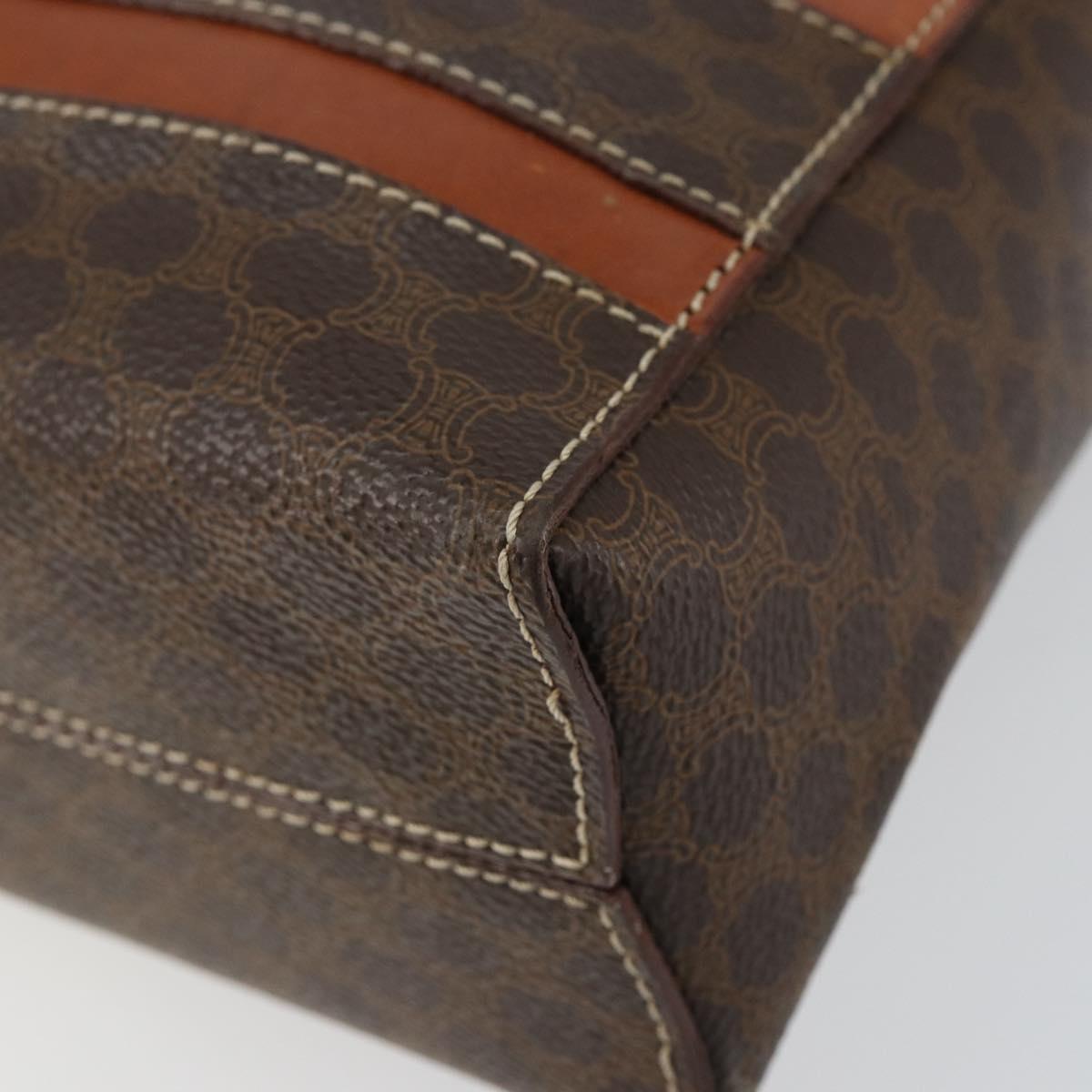 CELINE Macadam Canvas Hand Bag PVC Brown Gold Auth 152033