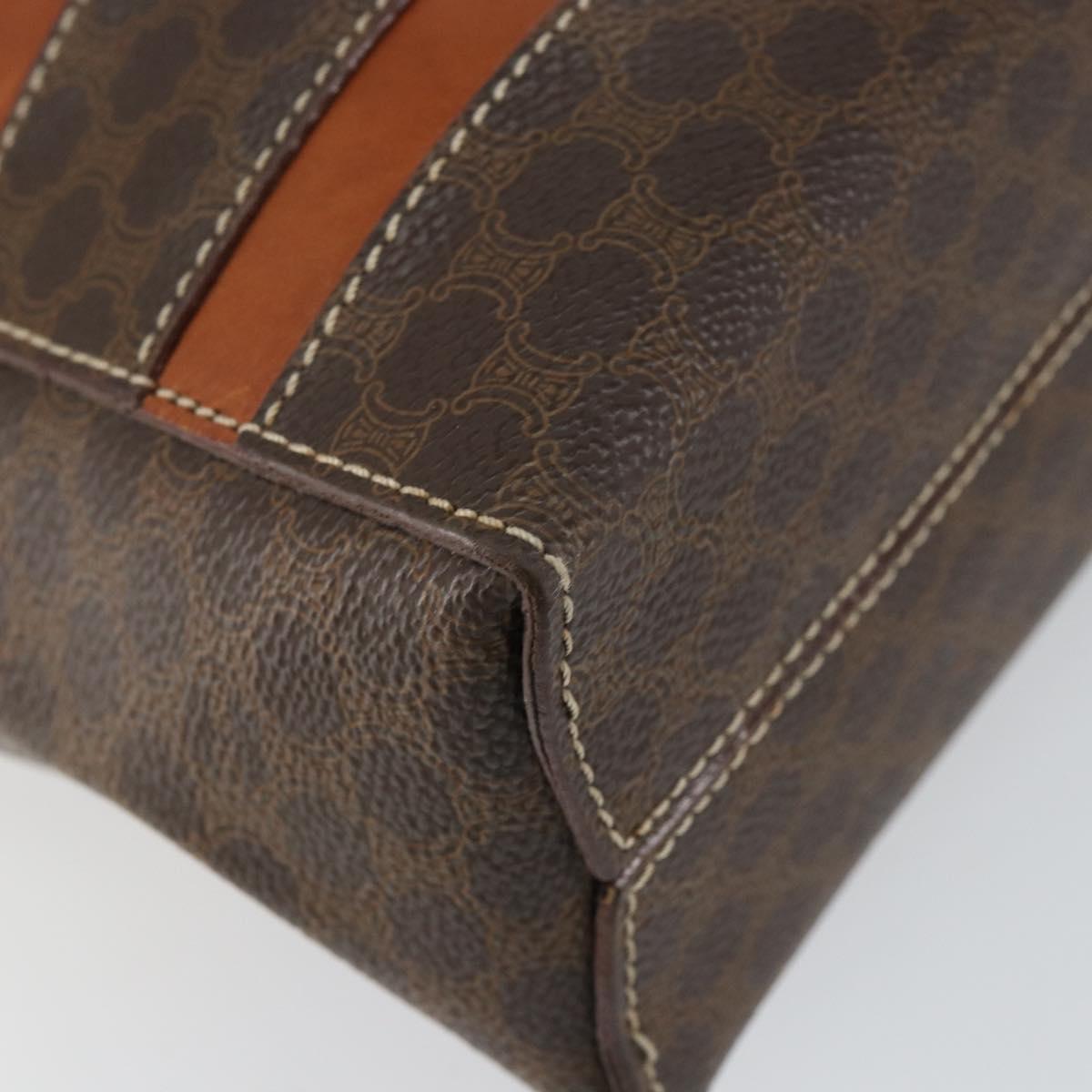 CELINE Macadam Canvas Hand Bag PVC Brown Gold Auth 152033