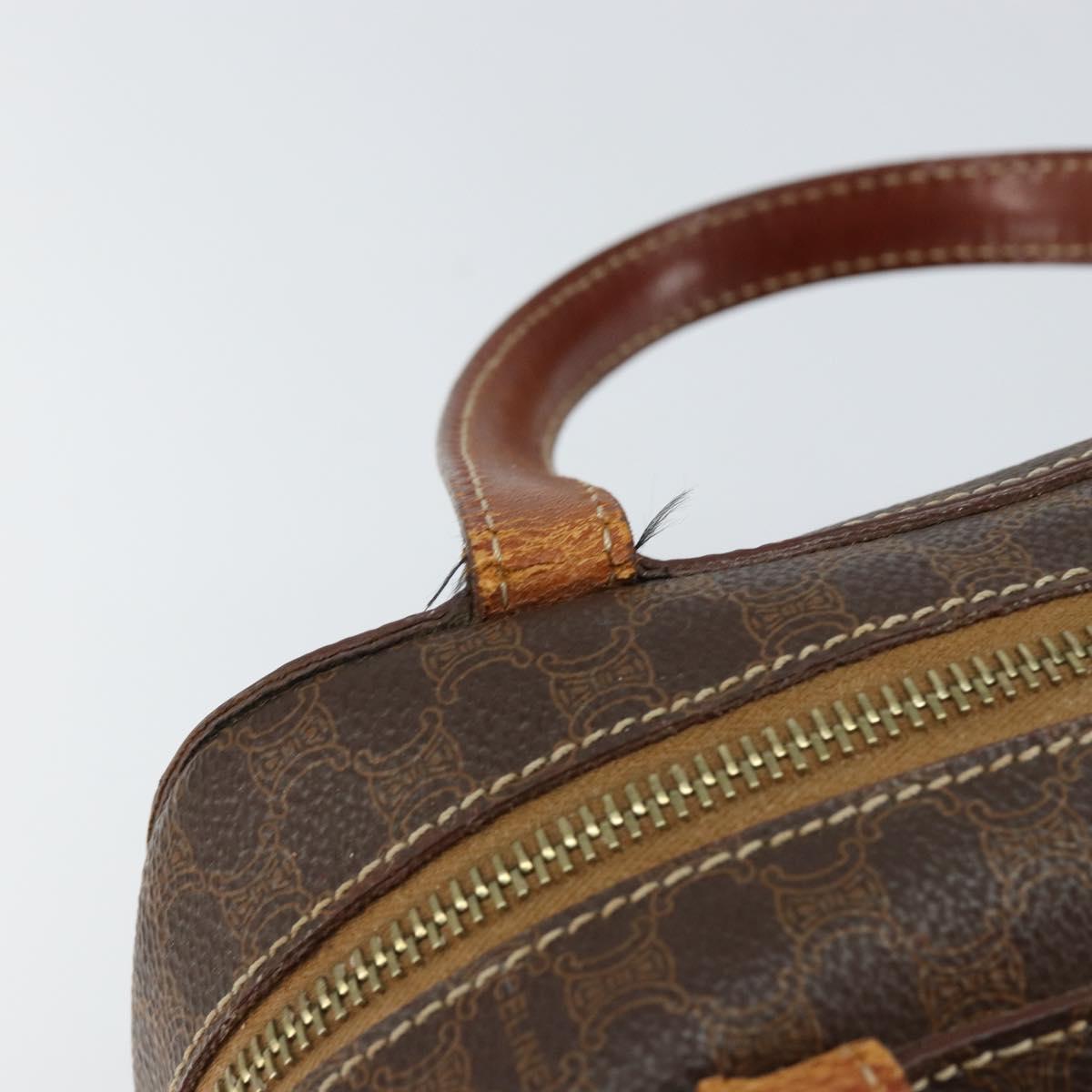 CELINE Macadam Canvas Hand Bag PVC Brown Gold Auth 152033