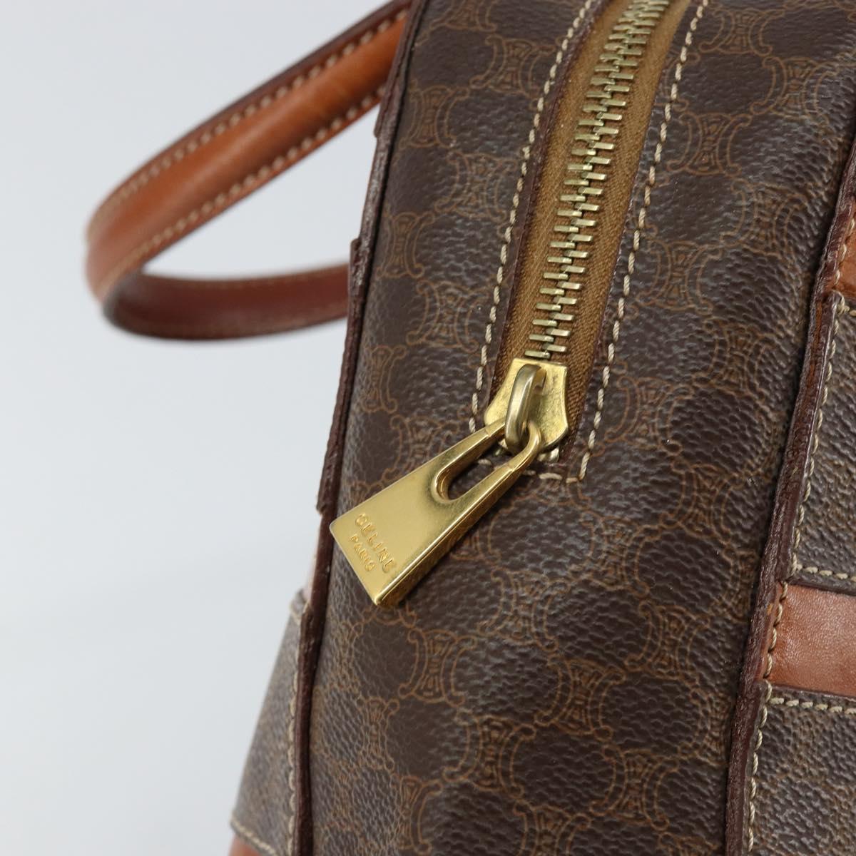 CELINE Macadam Canvas Hand Bag PVC Brown Gold Auth 152033