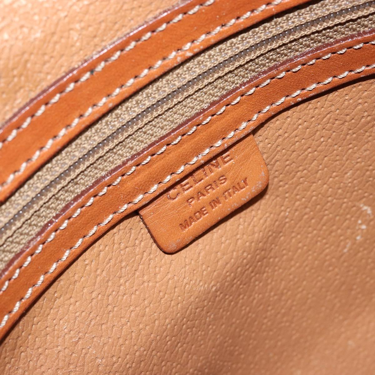 CELINE Macadam Canvas Hand Bag PVC Brown Gold Auth 152033