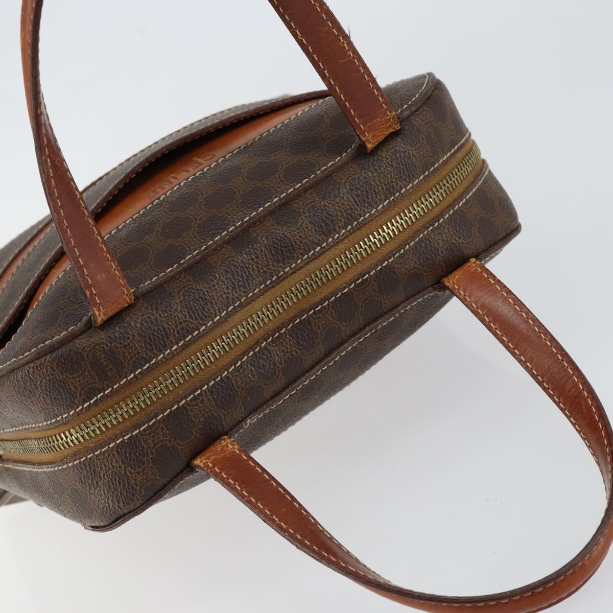 CELINE Macadam Canvas Hand Bag PVC Brown Gold Auth 152033