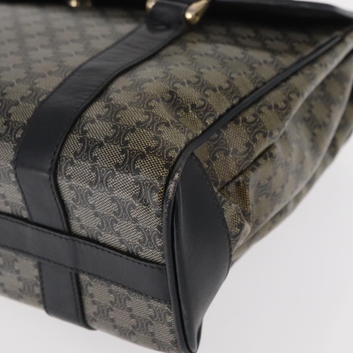 CELINE Macadam Canvas Shoulder Bag PVC Black Gold Auth 152036