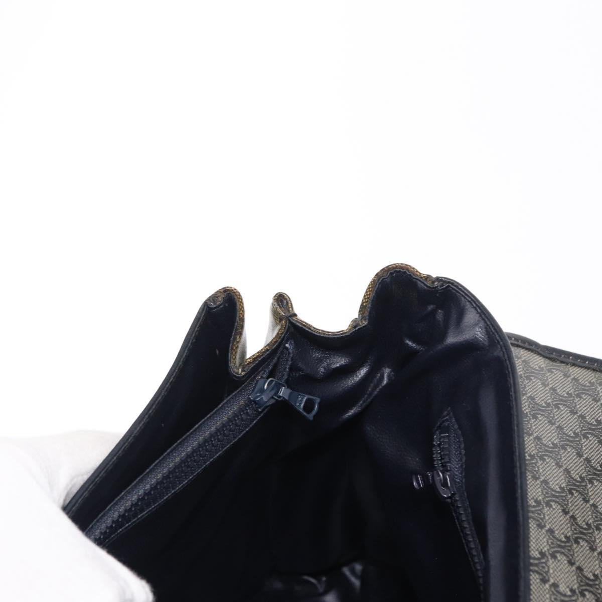 CELINE Macadam Canvas Shoulder Bag PVC Black Gold Auth 152036