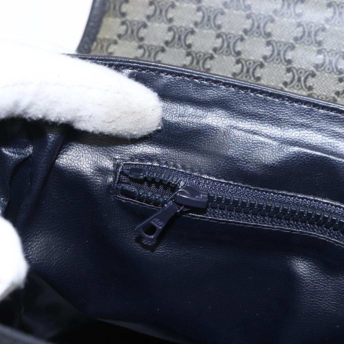 CELINE Macadam Canvas Shoulder Bag PVC Black Gold Auth 152036