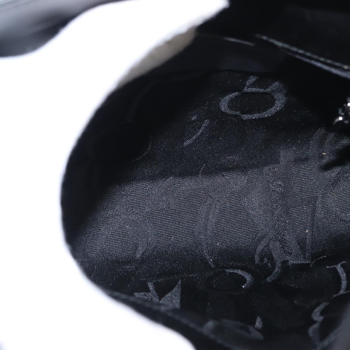 Salvatore Ferragamo Shoulder Bag Patent leather Black Silver Auth 152037