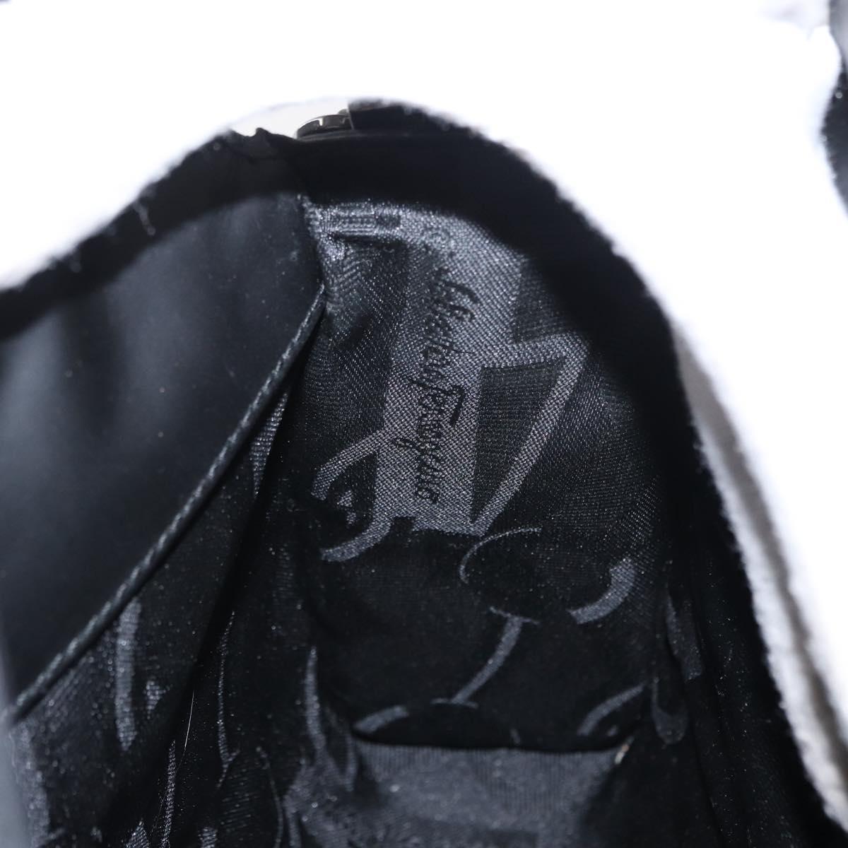 Salvatore Ferragamo Shoulder Bag Patent leather Black Silver Auth 152037