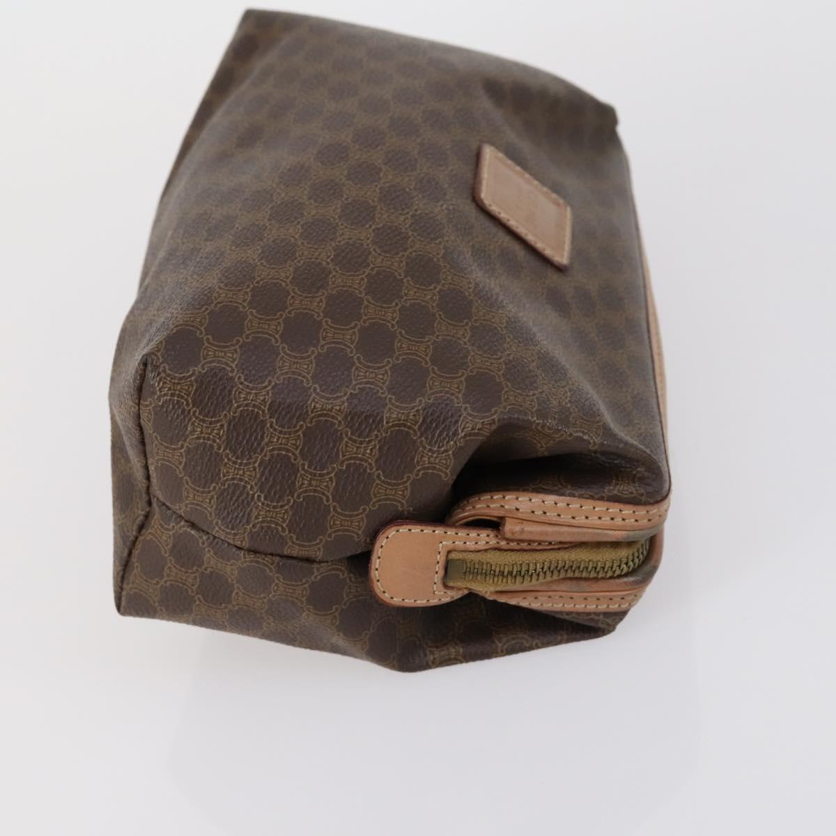 CELINE Macadam Canvas Clutch Bag PVC Leather 3 Set Brown Auth 152038