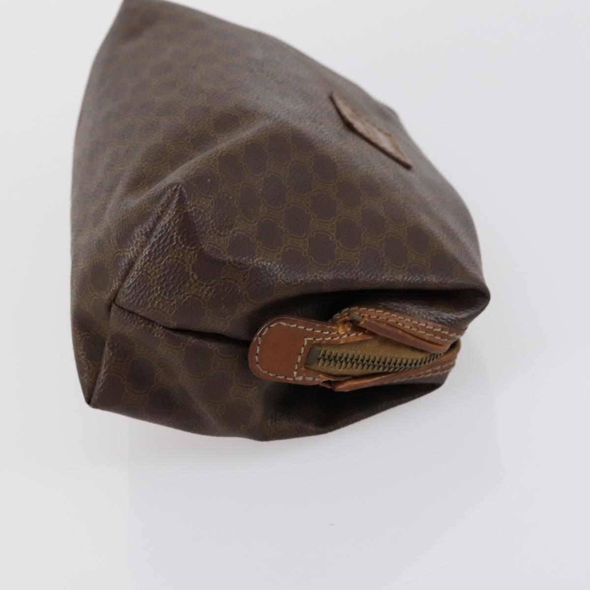 CELINE Macadam Canvas Clutch Bag PVC Leather 3 Set Brown Auth 152038