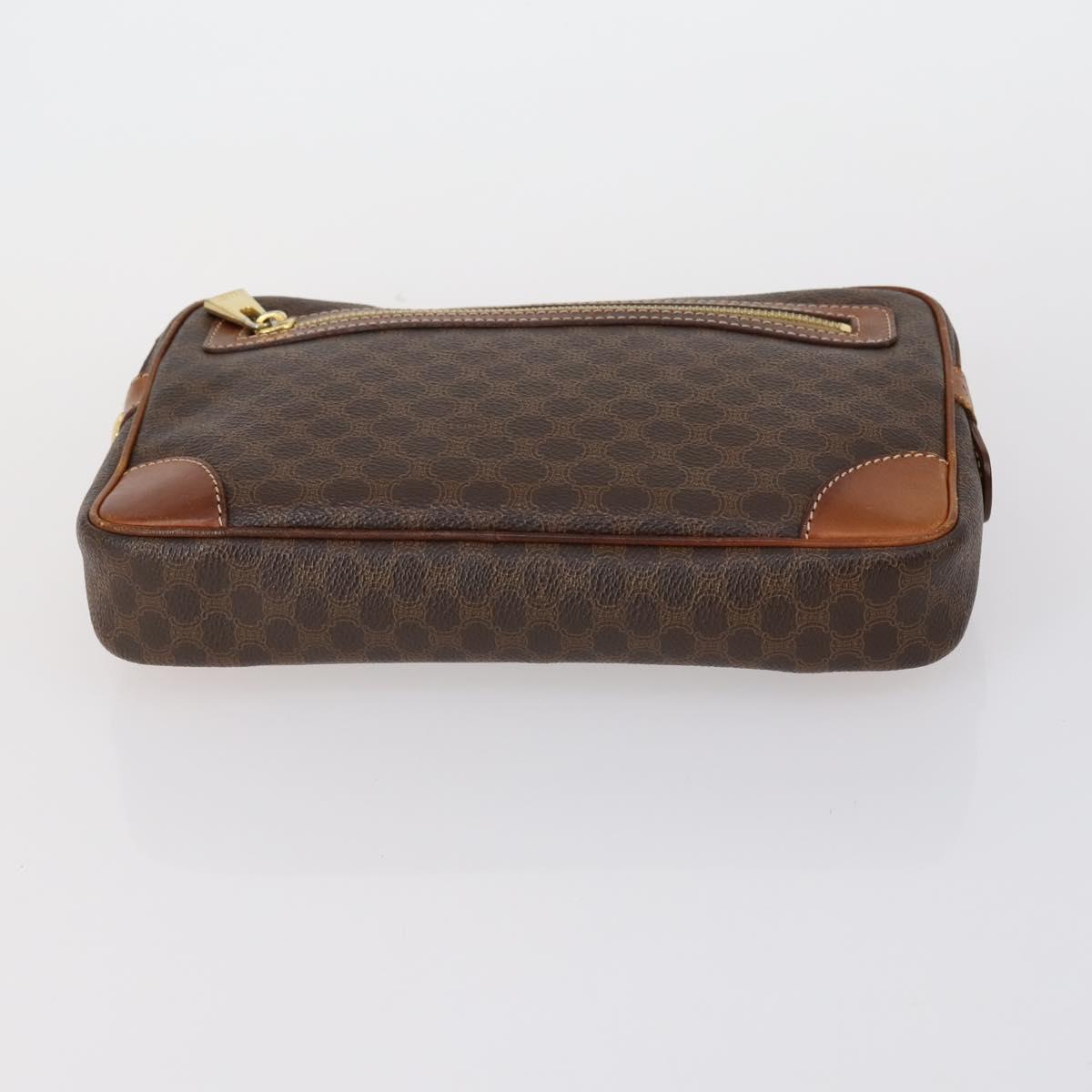 CELINE Macadam Canvas Clutch Bag PVC Leather 3 Set Brown Auth 152038