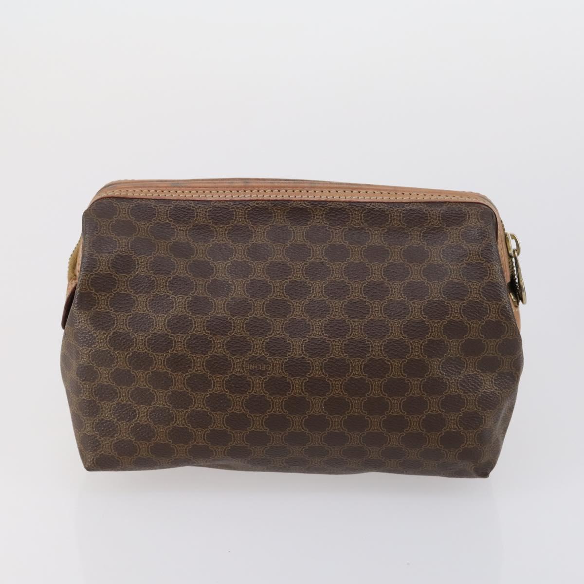 CELINE Macadam Canvas Clutch Bag PVC Leather 3 Set Brown Auth 152038