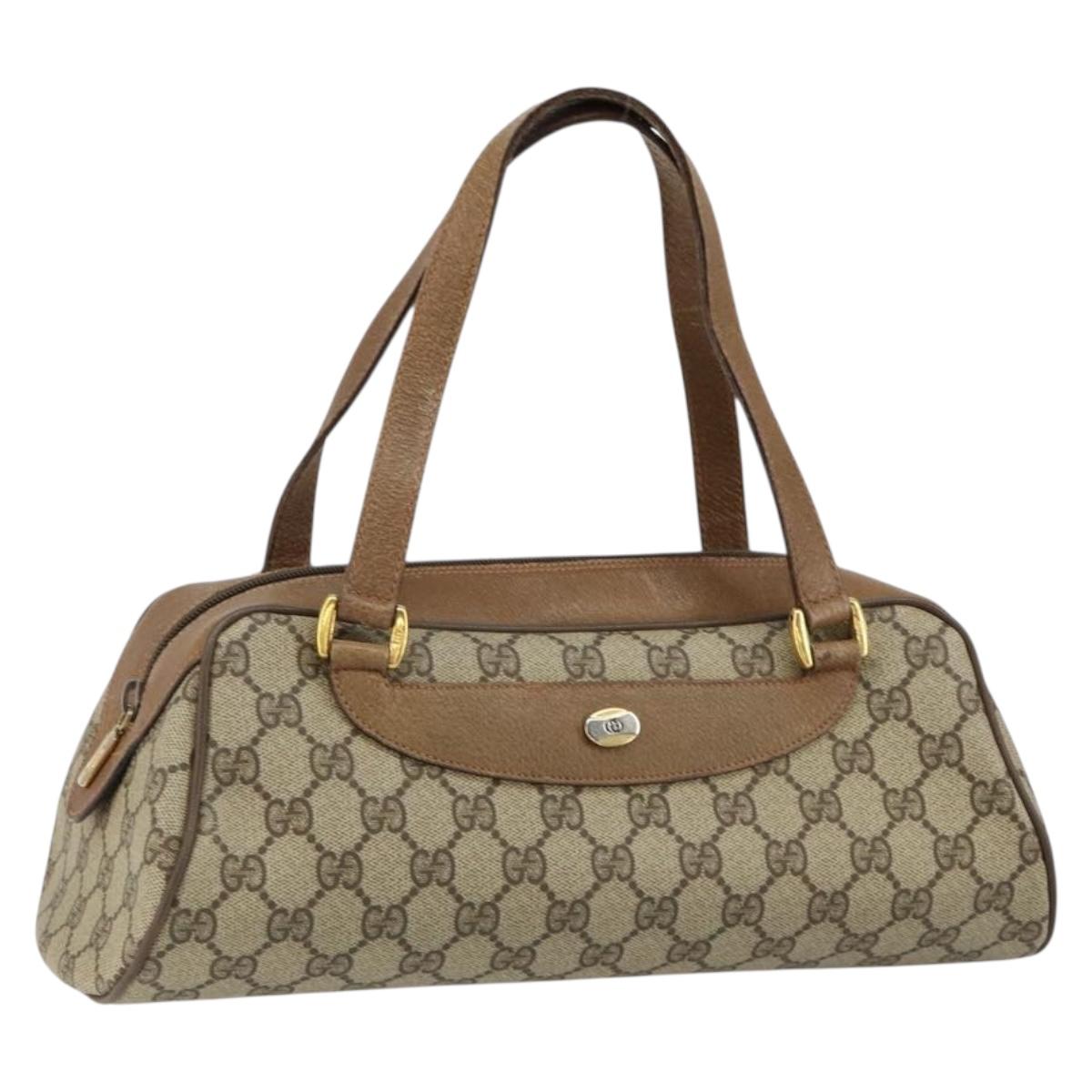 GUCCI GG Supreme Hand Bag PVC Beige Gold 89 02 062 Auth 152040