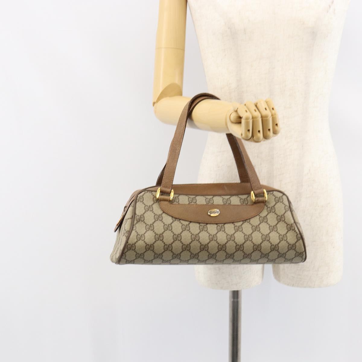 GUCCI GG Supreme Hand Bag PVC Beige Gold 89 02 062 Auth 152040