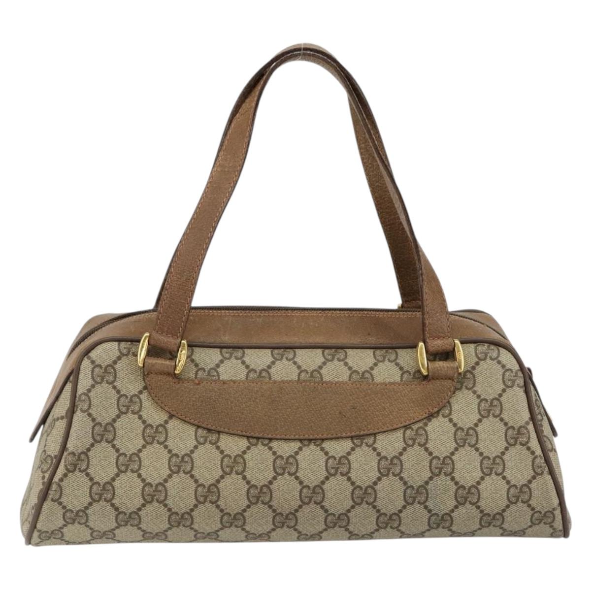 GUCCI GG Supreme Hand Bag PVC Beige Gold 89 02 062 Auth 152040