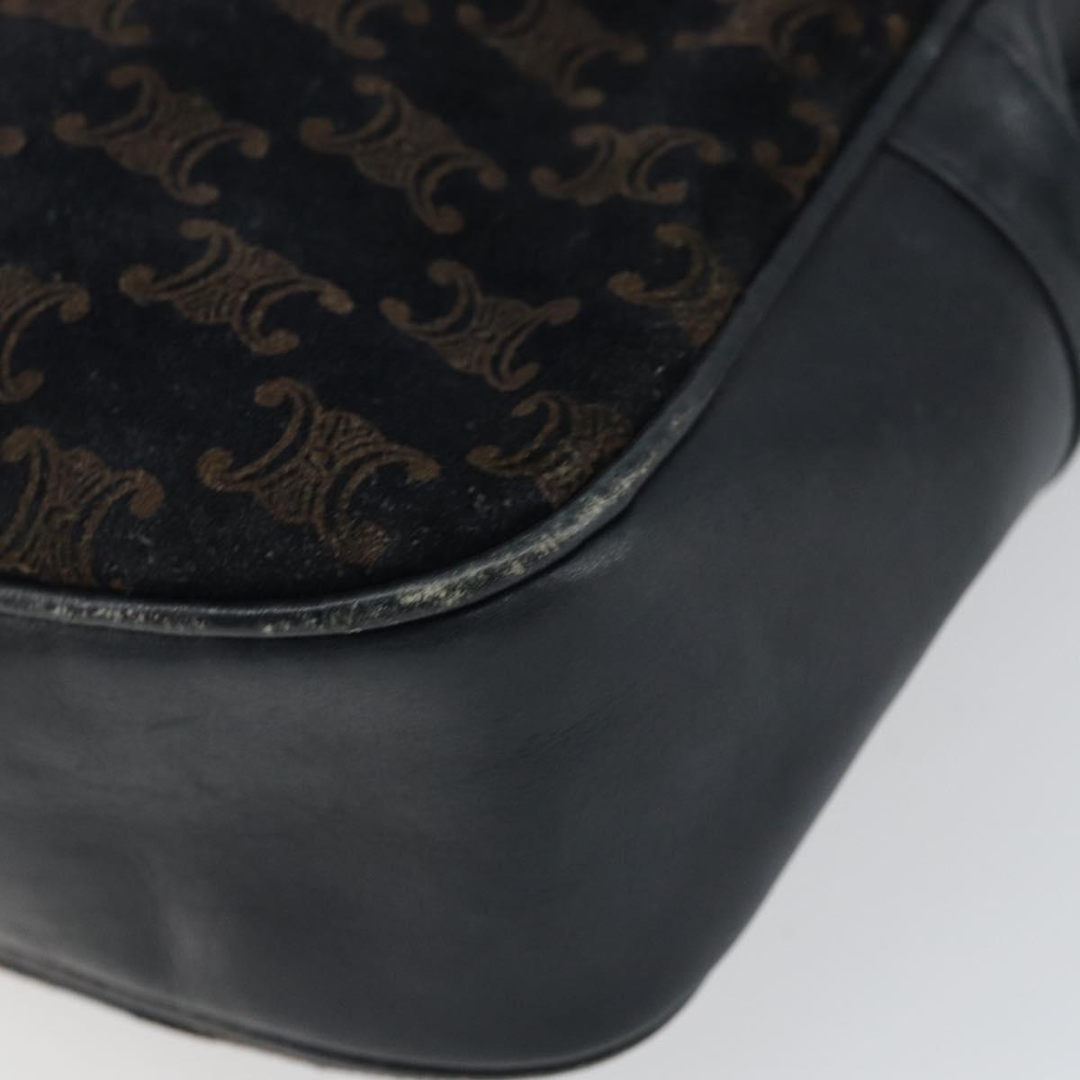 CELINE Macadam Canvas Shoulder Bag Black Gold Auth 152042