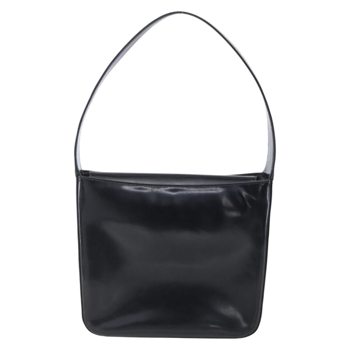 GUCCI Shoulder Bag Enamel Black 000 1013 0506 Auth 152045