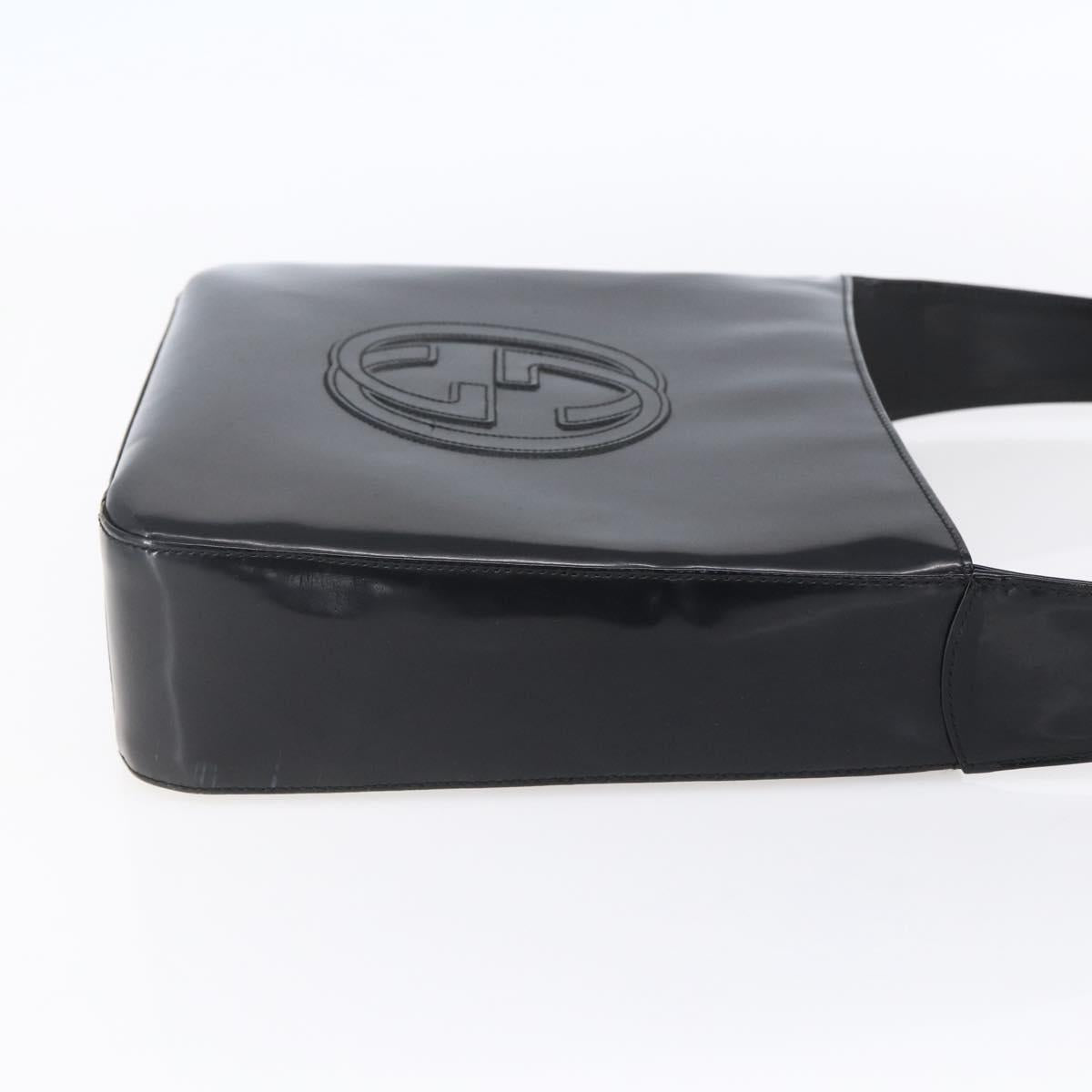 GUCCI Shoulder Bag Enamel Black 000 1013 0506 Auth 152045