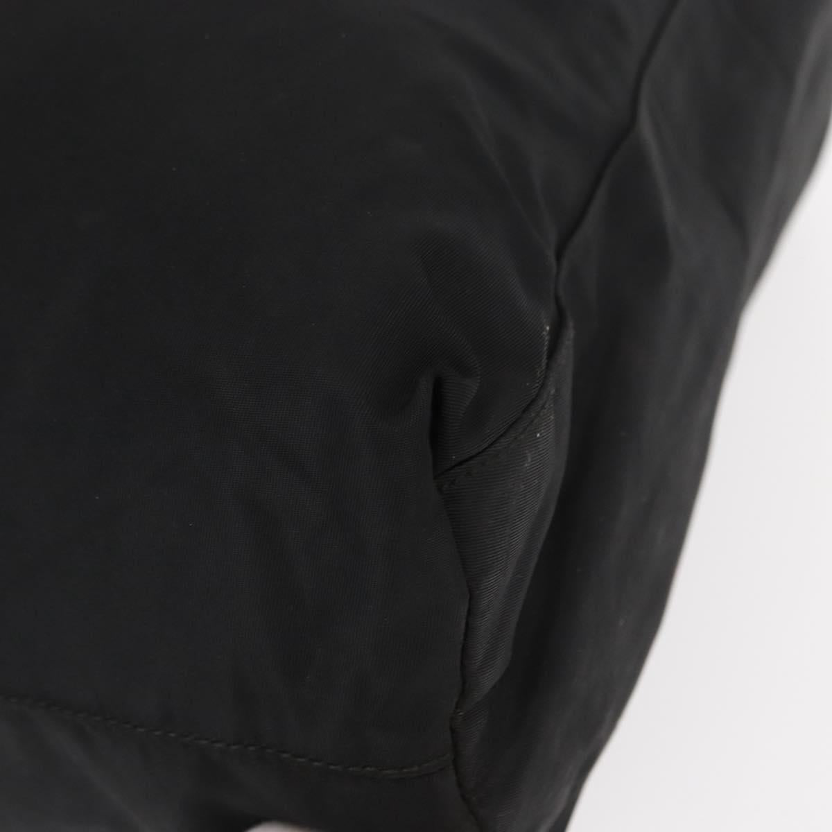 PRADA Tote Bag Nylon Black Gold Auth 152046