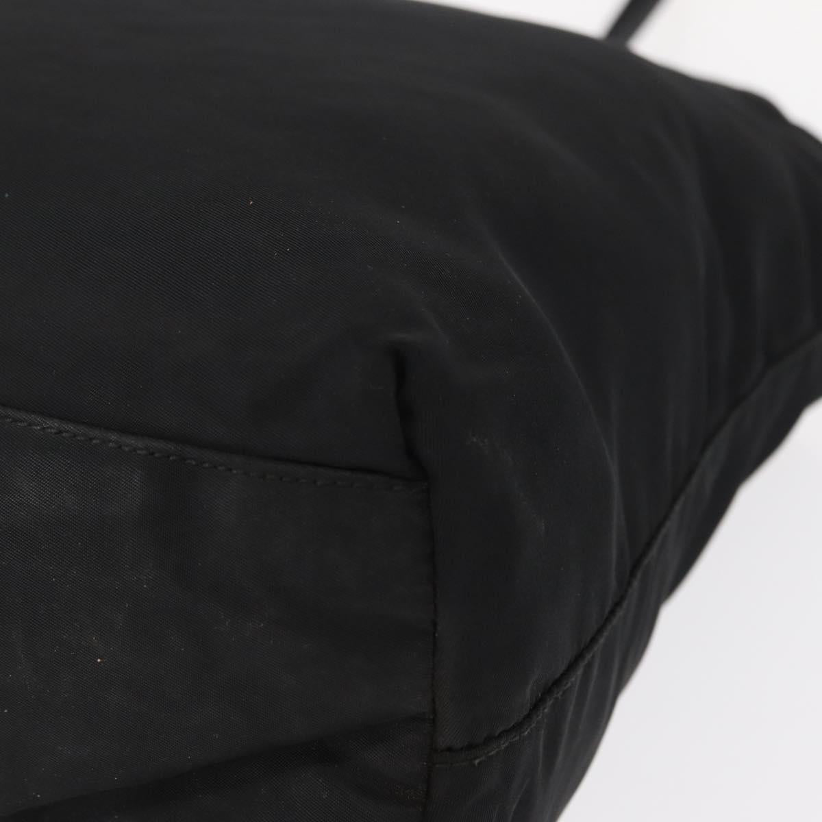 PRADA Tote Bag Nylon Black Gold Auth 152046