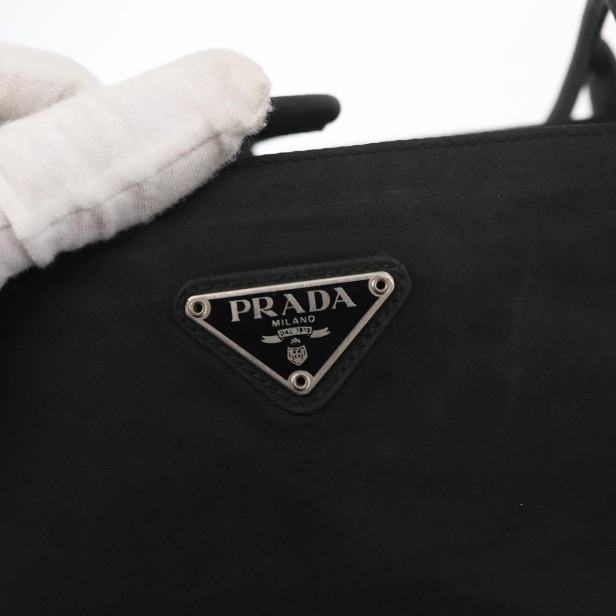 PRADA Tote Bag Nylon Black Gold Auth 152046