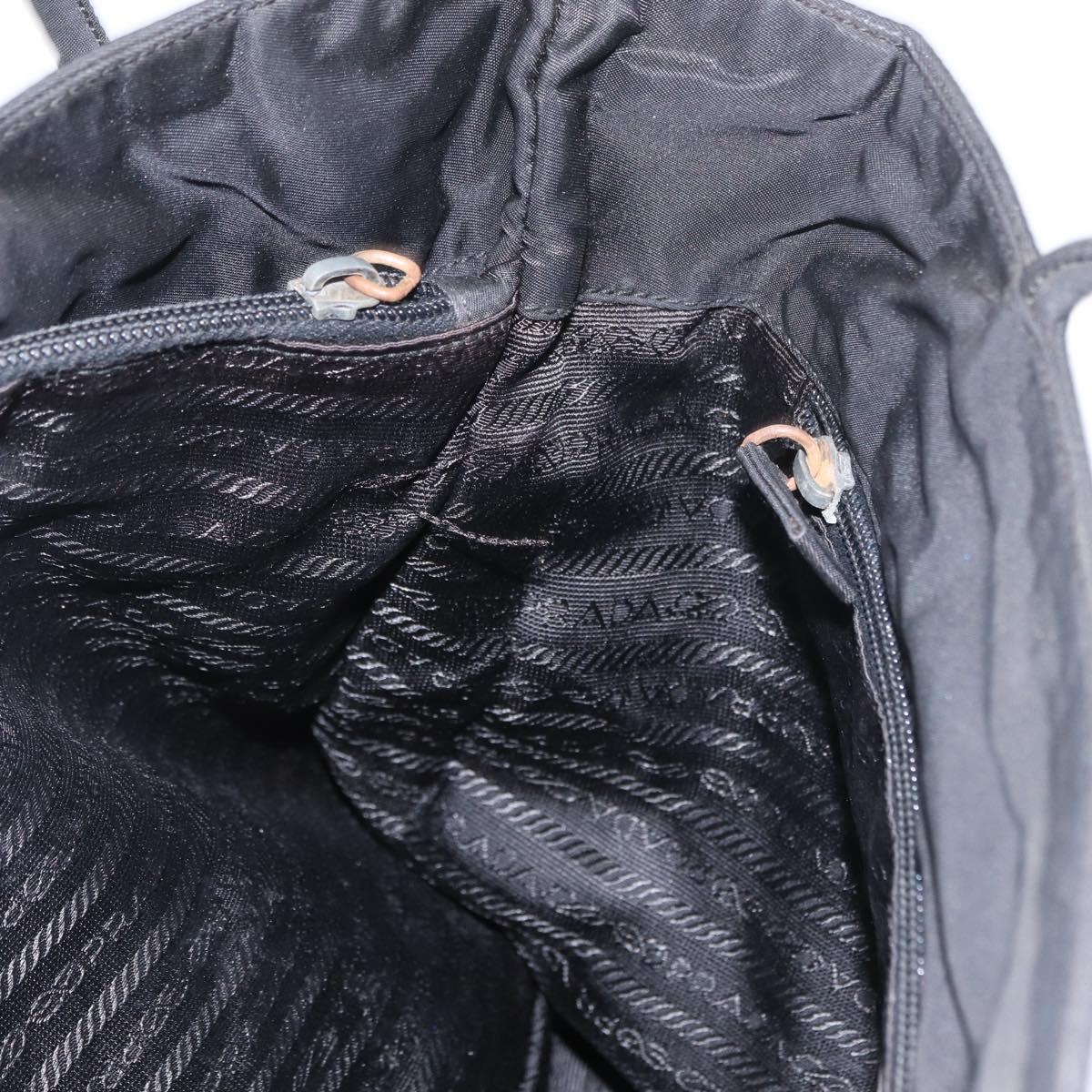 PRADA Tote Bag Nylon Black Gold Auth 152046