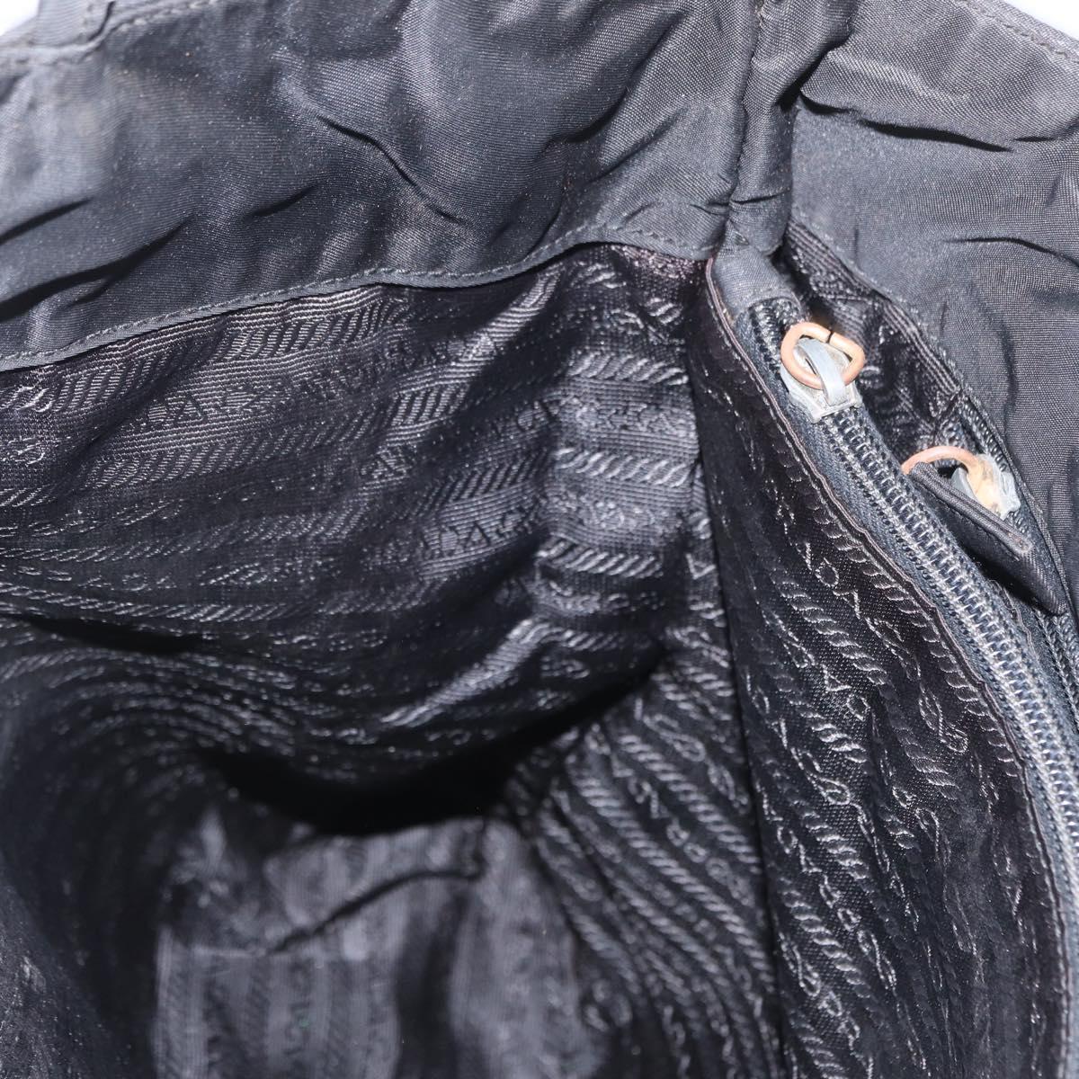 PRADA Tote Bag Nylon Black Gold Auth 152046