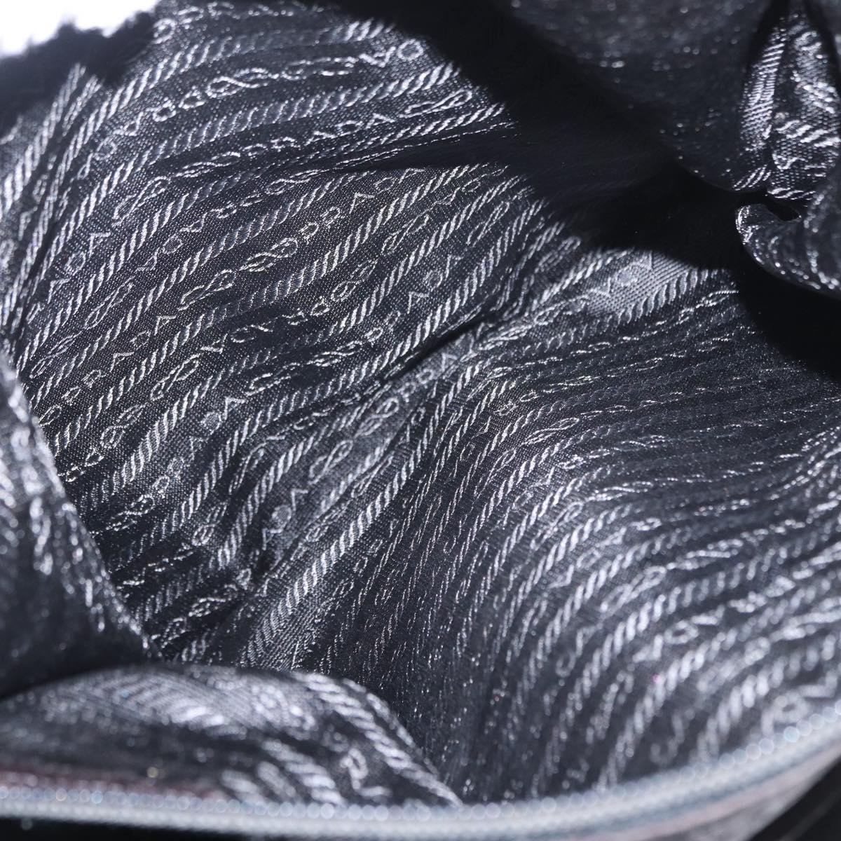 PRADA Tote Bag Nylon Black Gold Auth 152046