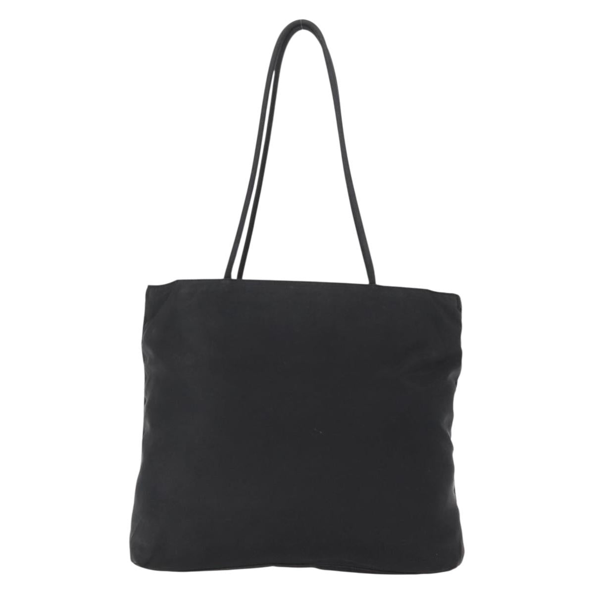 PRADA Tote Bag Nylon Black Gold Auth 152046