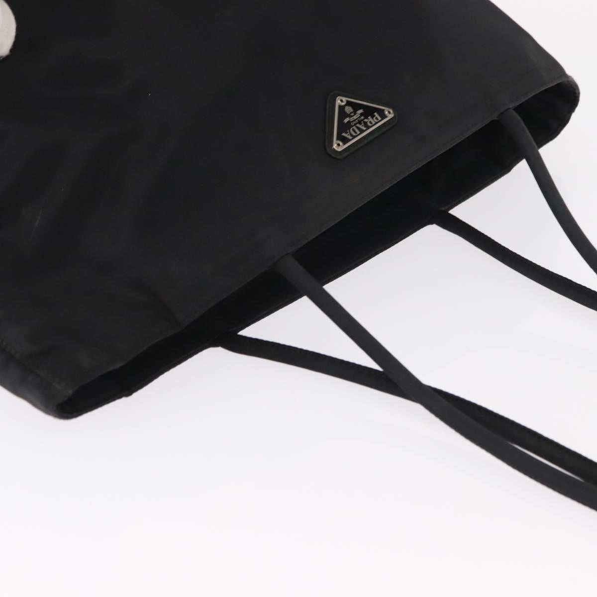 PRADA Tote Bag Nylon Black Gold Auth 152046