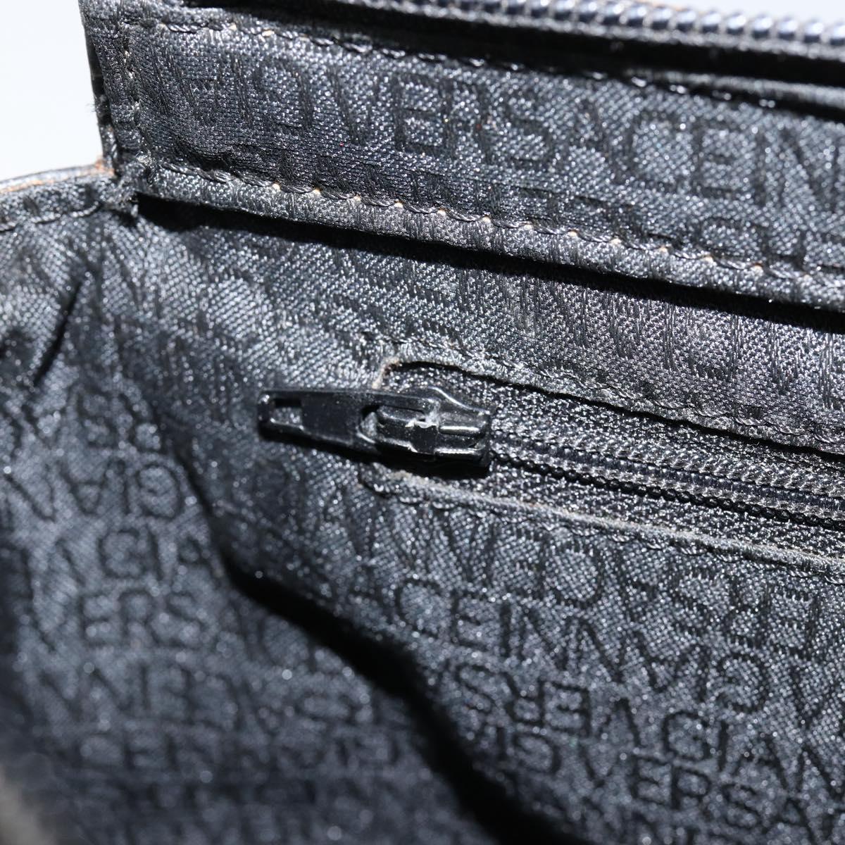 Gianni Versace Tote Bag Leather Black Gold Auth 152047