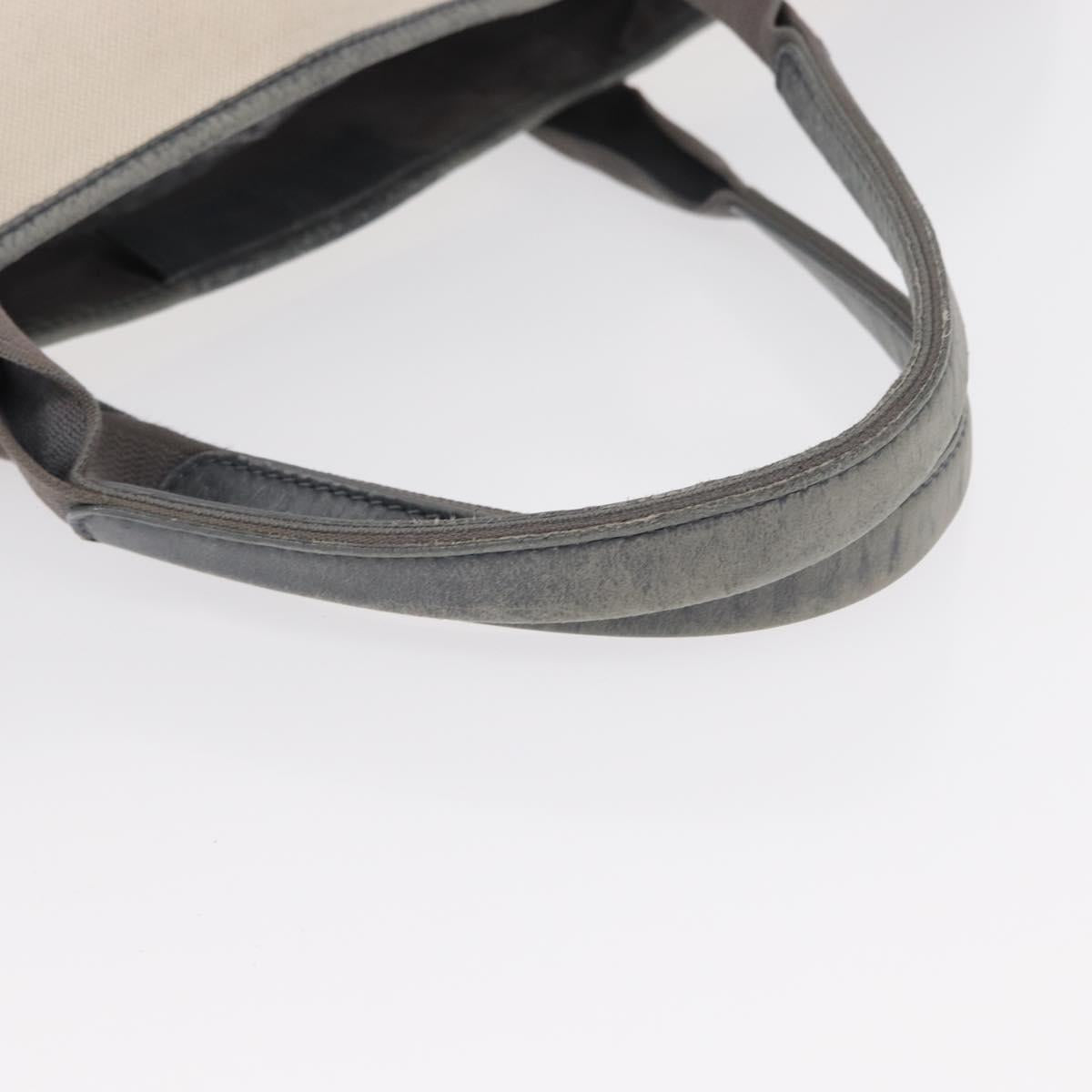 BALENCIAGA Navy Cabas M Hand Bag Canvas Leather White Silver 339936 Auth 152050