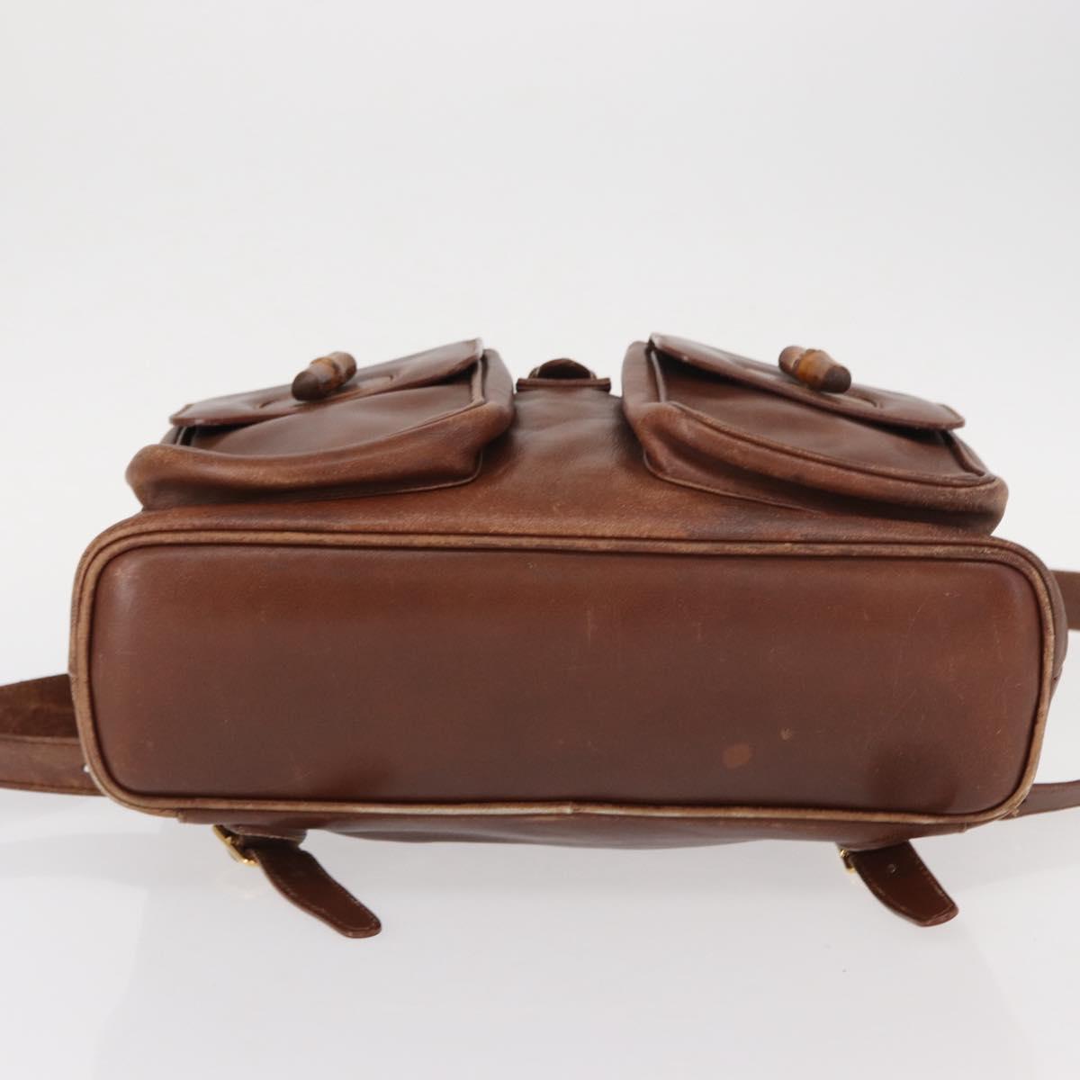 GUCCI Bamboo Backpack Leather Brown Gold 003 2058 0016 Auth 152053