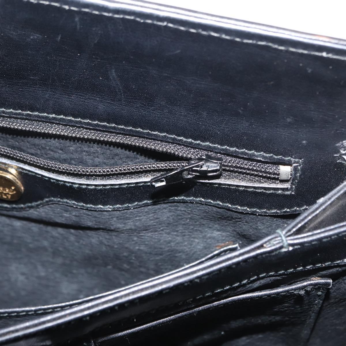 GUCCI Shoulder Bag Leather Black Gold Auth 152055