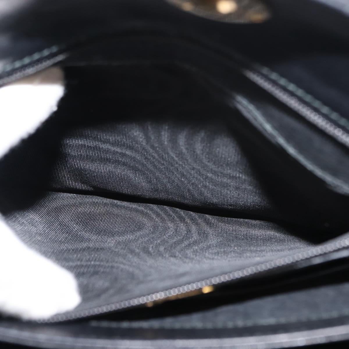 GUCCI Shoulder Bag Leather Black Gold Auth 152055