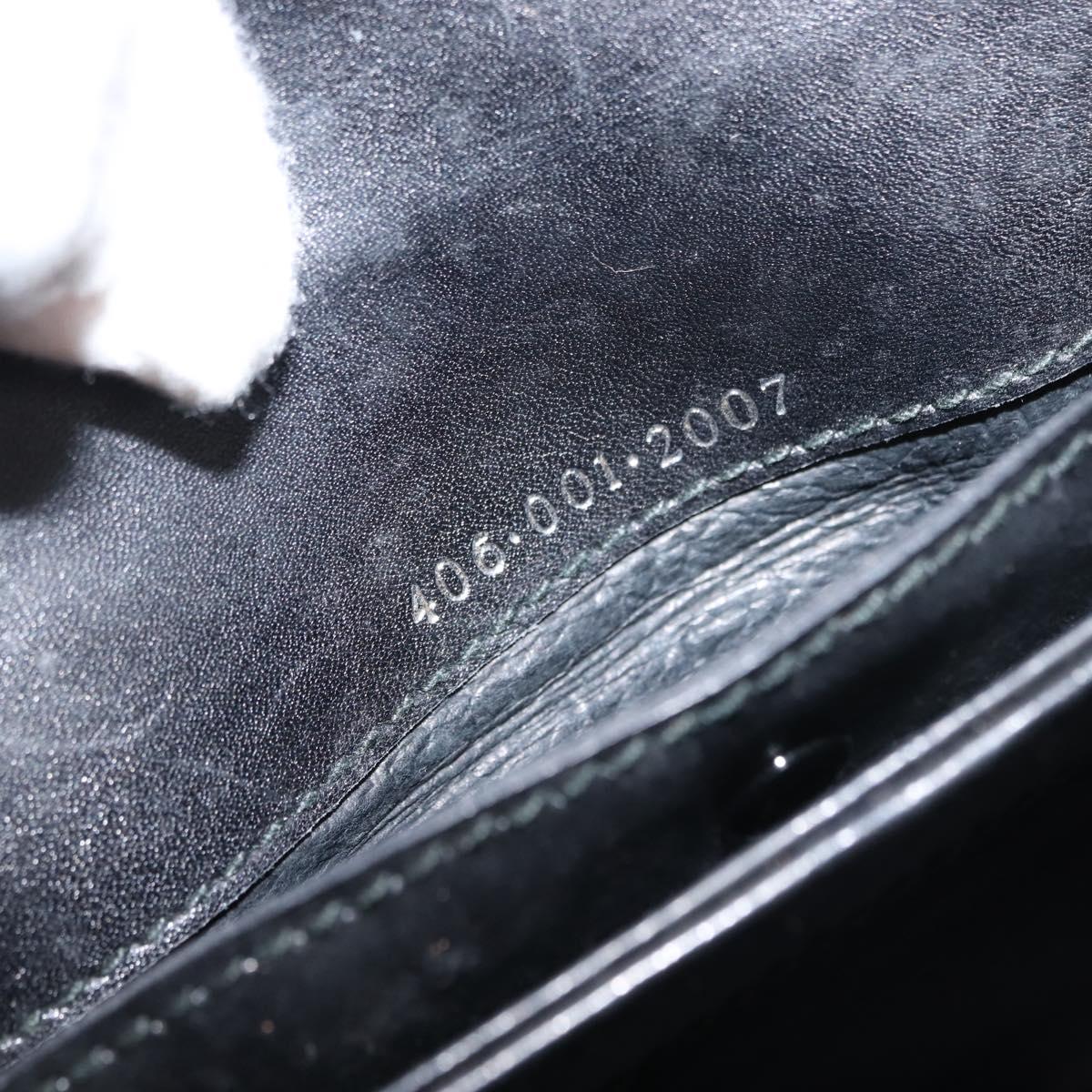 GUCCI Shoulder Bag Leather Black Gold Auth 152055