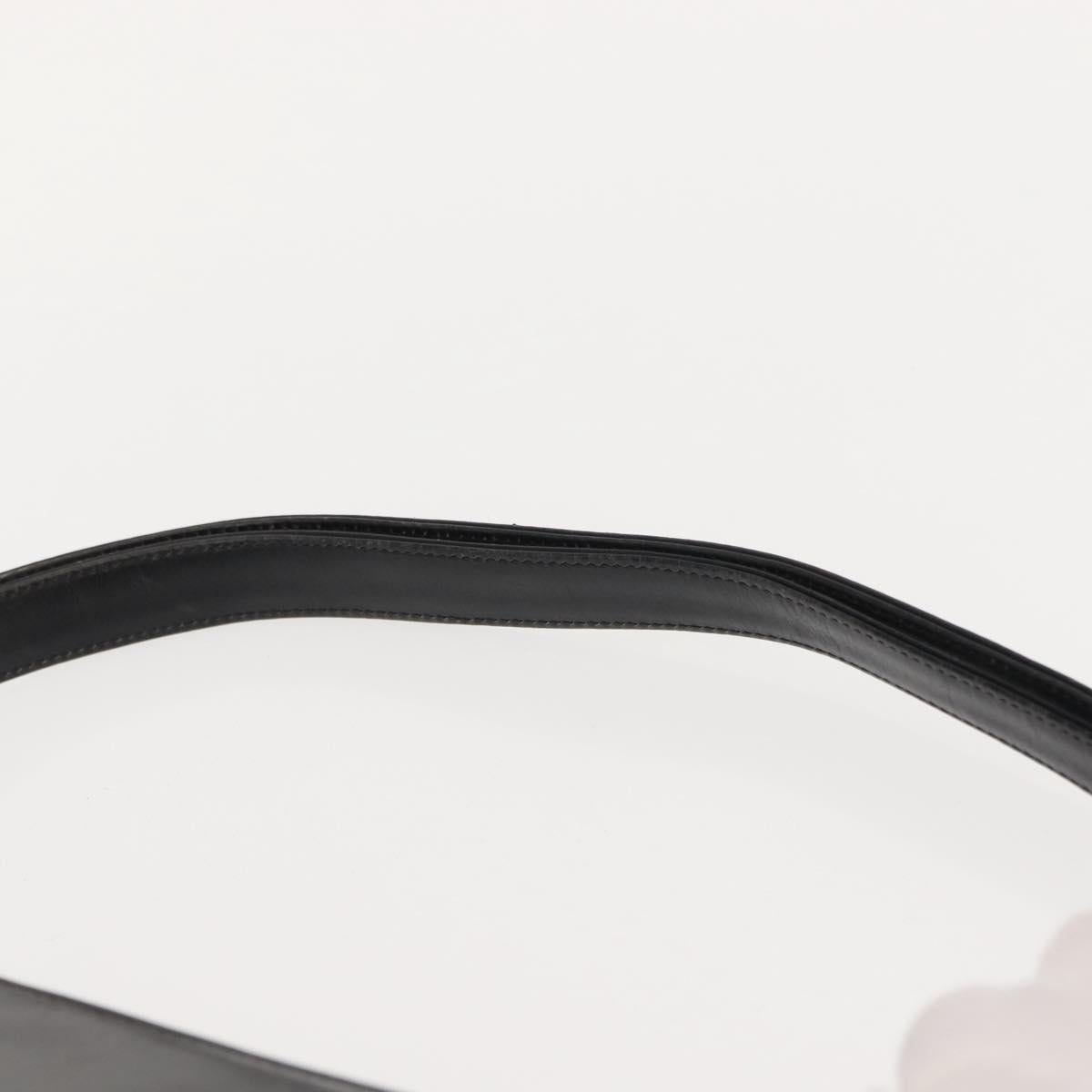 GUCCI Shoulder Bag Leather Black Gold Auth 152055