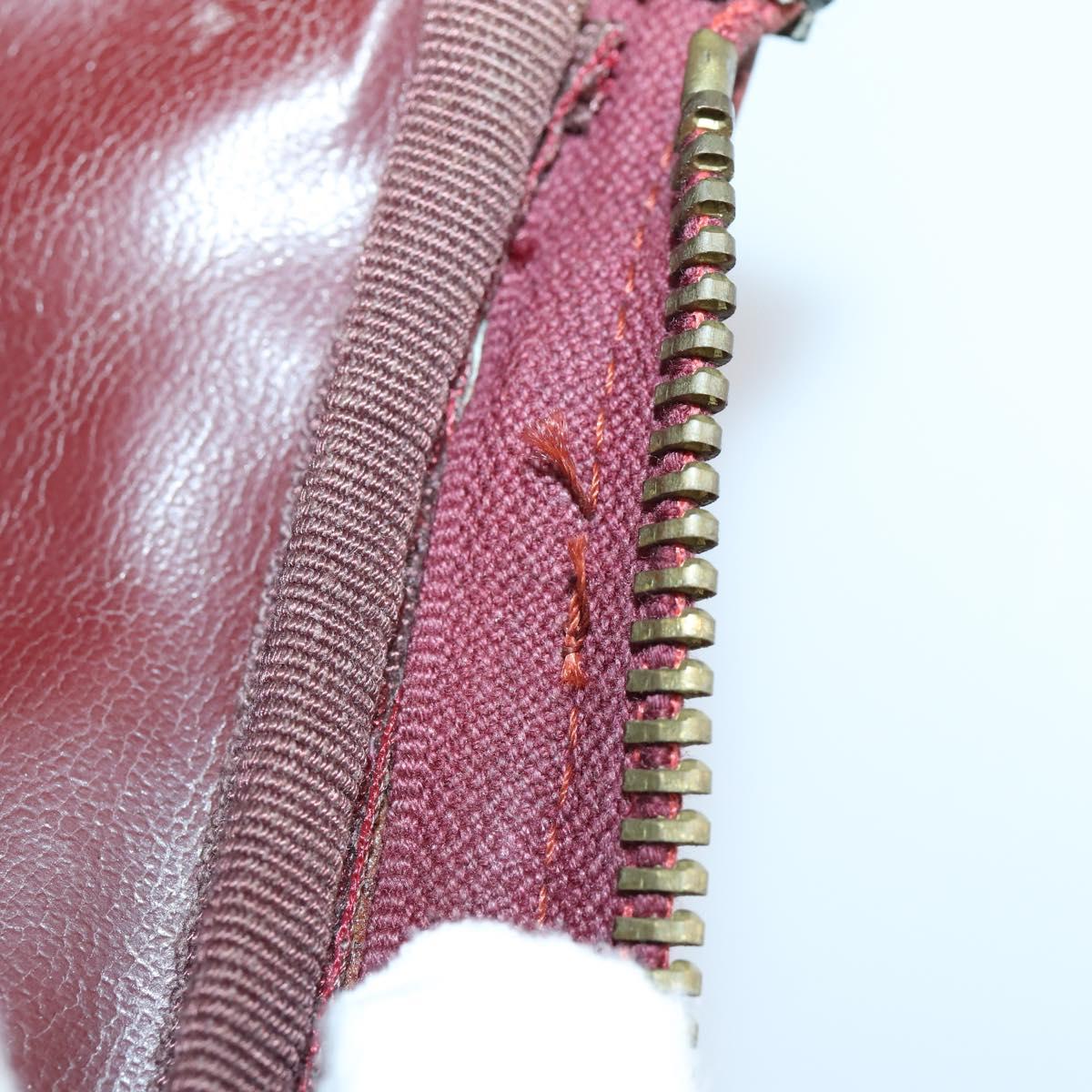 CARTIER Must Line Tennis Bag Leather Bordeaux Gold Auth 152057