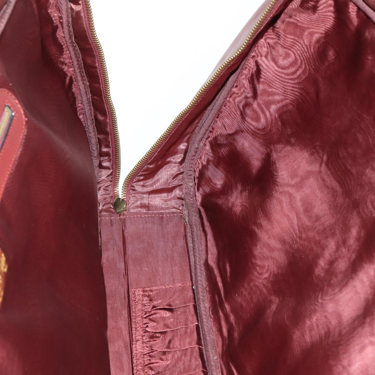 CARTIER Must Line Tennis Bag Leather Bordeaux Gold Auth 152057